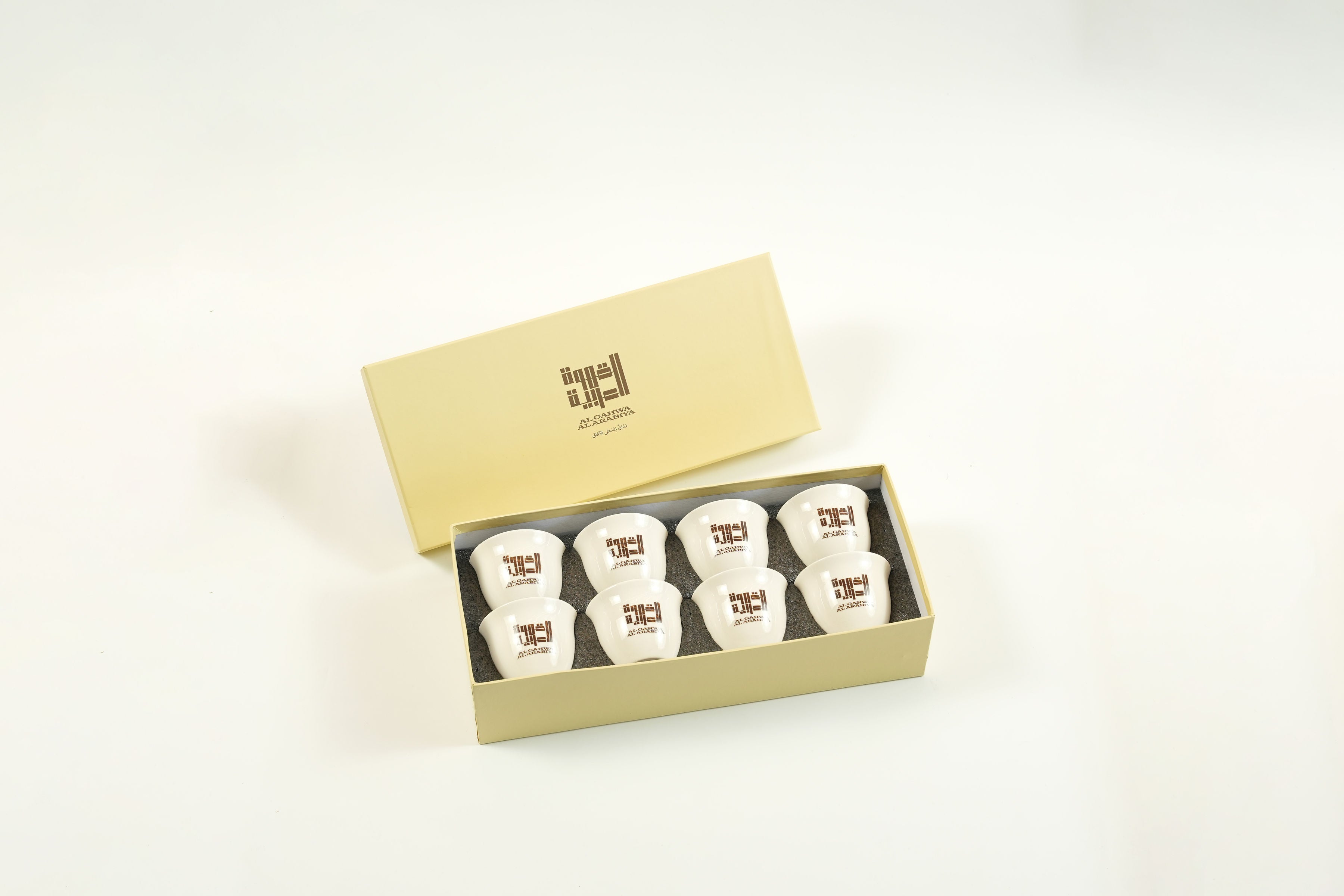 Arabic coffee cups with logo - complete set (8 pieces)